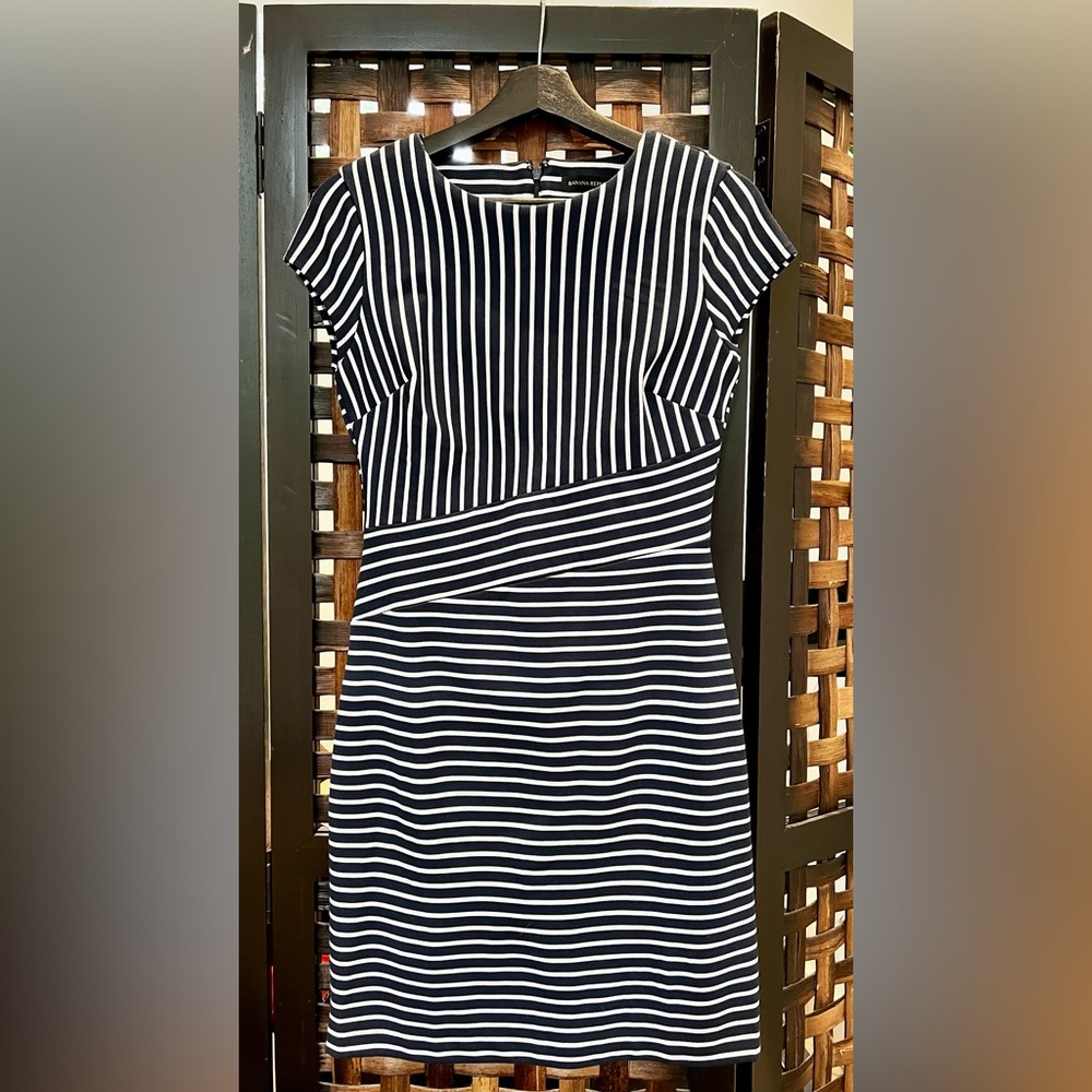 Banana Republic Navy Blue and White striped dress